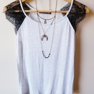 Lace Detail Top With Keyhole Back